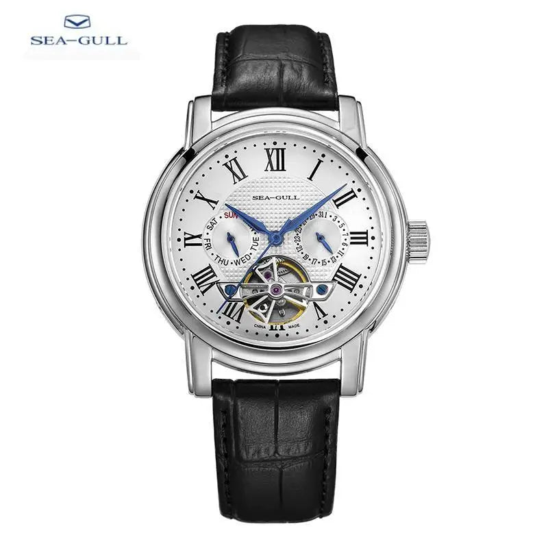 Sea-Gull Luxury Mechanical Watch For Men Leather Strap Waterproof