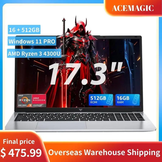 ACEMAGIC 15.6/17.3/18.5 inch Business Laptop AMD Ryzen 3 4300U Laptop 16GB DDR4 512GB SSD Expandable Up to 2TB,  FHD Windows 11