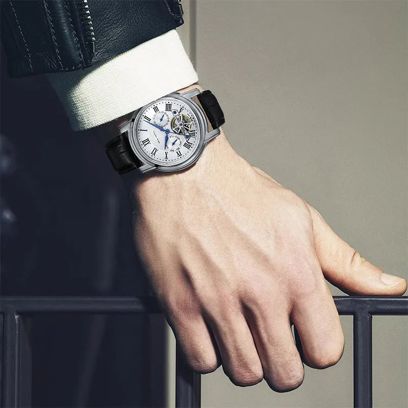 Sea-Gull Luxury Mechanical Watch For Men Leather Strap Waterproof