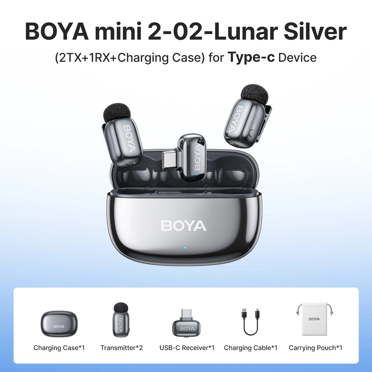 BOYA Mini 2 Wireless Lavalier Microphone With AI Noise Reduction