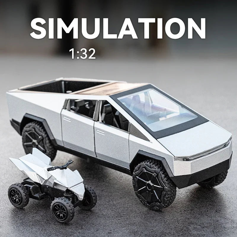 Cyber Truck Pickup Trailer RV Metal Alloy Toy Car Model Die-Casting Off-Road Vehicle Men's Gift Collection Truck Ornaments