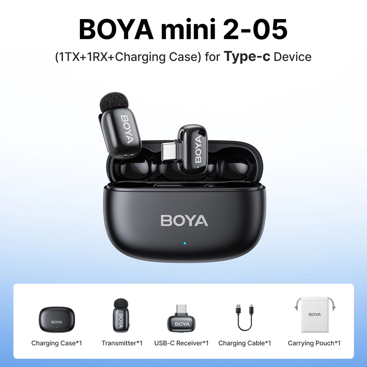 BOYA Mini 2 Wireless Lavalier Microphone With AI Noise Reduction