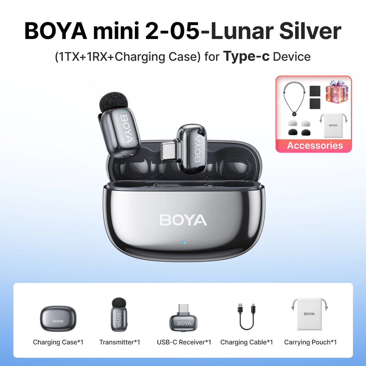BOYA Mini 2 Wireless Lavalier Microphone With AI Noise Reduction