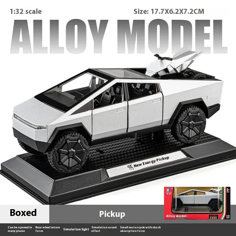Cyber Truck Pickup Trailer RV Metal Alloy Toy Car Model Die-Casting Off-Road Vehicle Men's Gift Collection Truck Ornaments