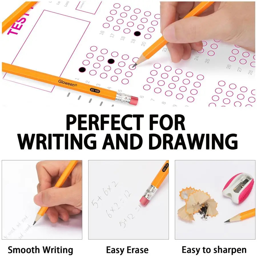 50 Pack Pencils 2PreSharpened HB Pencil Bulk with Top Erasers, Great Set for Office, School, and Classroom Supplies