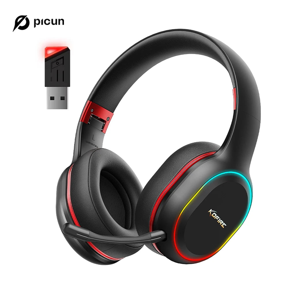 Kofire UG-05 Gaming Headphones 2.4G BT5.0 Wireless Headset With Mic RBG Light Vibration Bluetooth Earphone For PS4 PS5 PC Switch