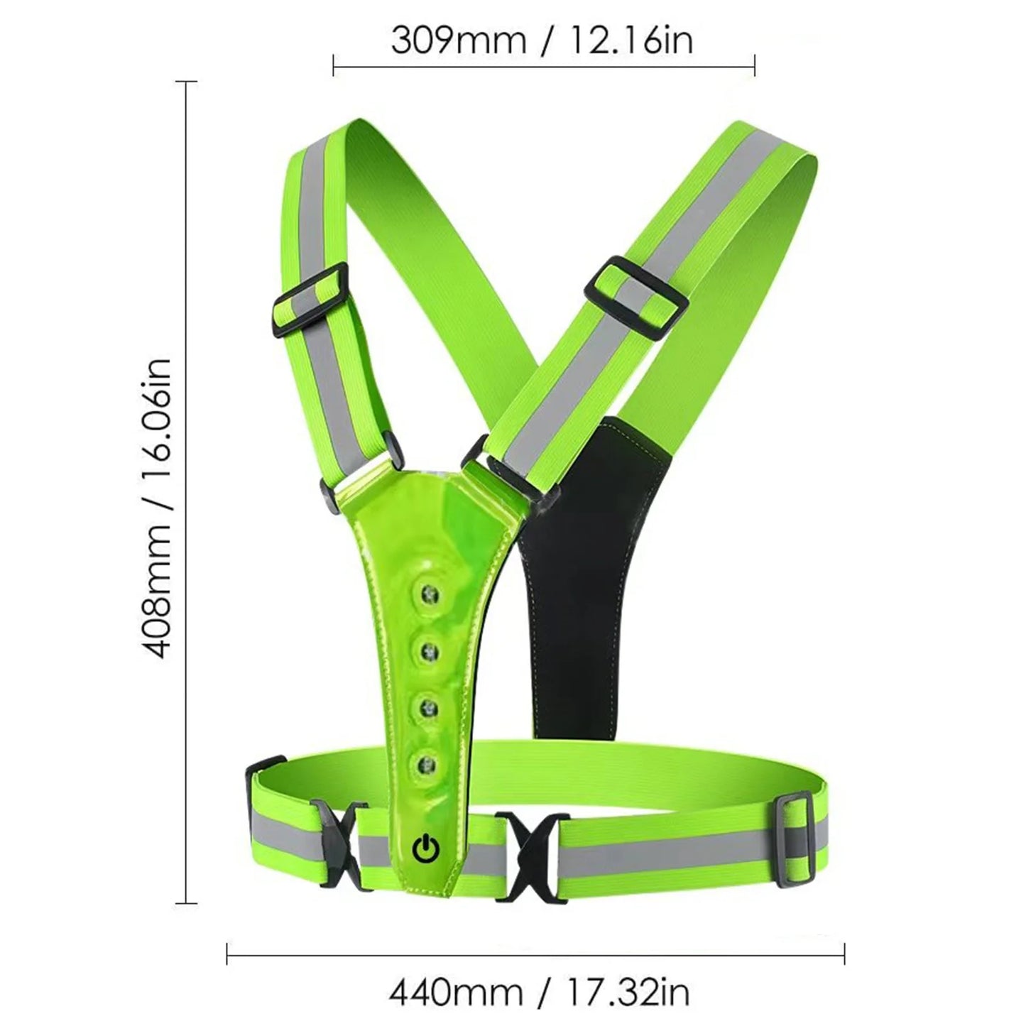 LED Cycling Vest Sports High Visibility Outdoor Running Cycling Reflective Safety Vest Adjustable Elastic Strap Reflective Belt