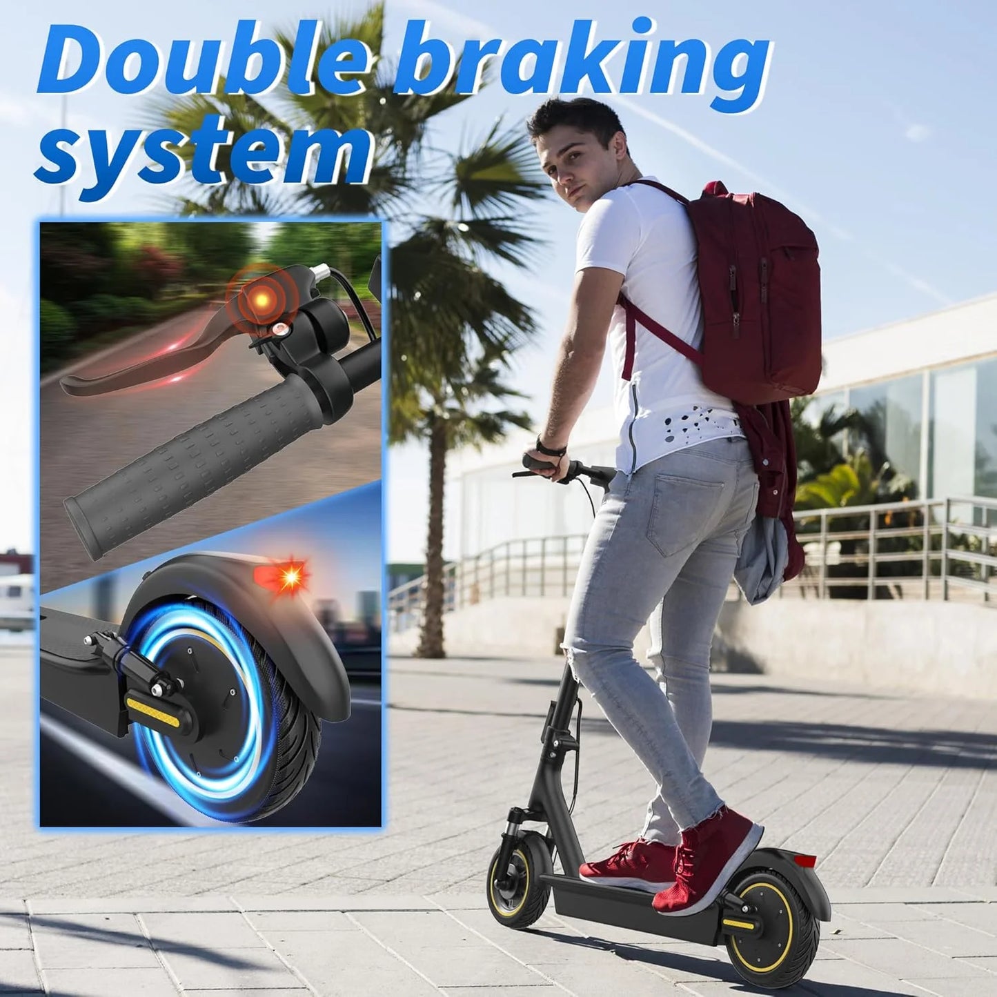 AOVOPRO LP60/LPMAX Electric Scooter 500W Motor 22mph 42V14.5Ah 27Miles Long Range Foldable 10Inch  App Connected EScooter