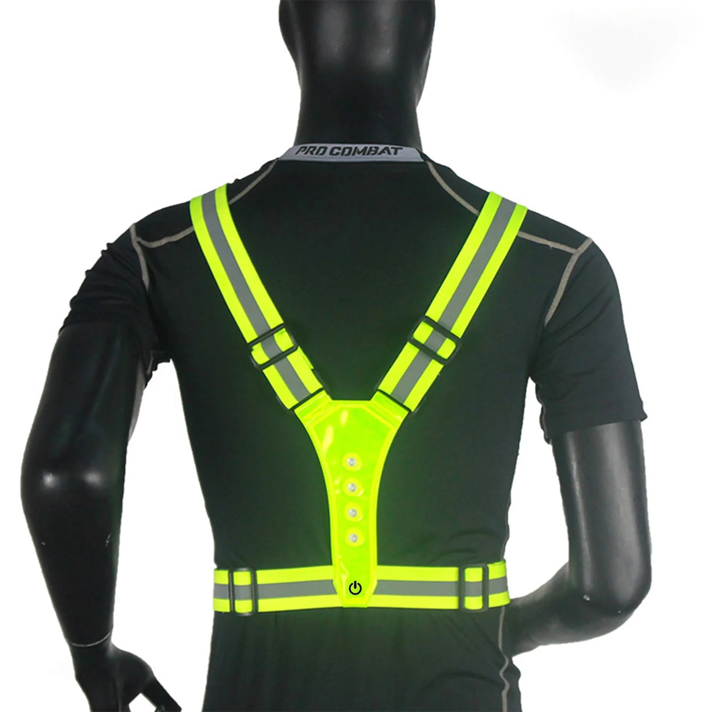 LED Cycling Vest Sports High Visibility Outdoor Running Cycling Reflective Safety Vest Adjustable Elastic Strap Reflective Belt