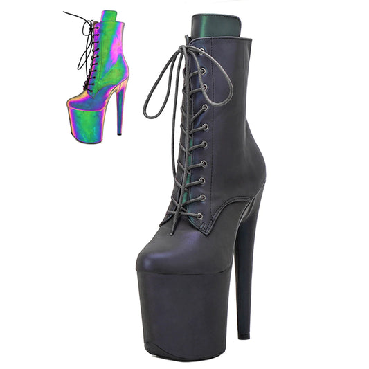 WUXIN H&P Women's 8in Stripper Heels Boots，Pole Dance Ankle Boots Shoes 20cm Platform Stiletto Exotic Heel