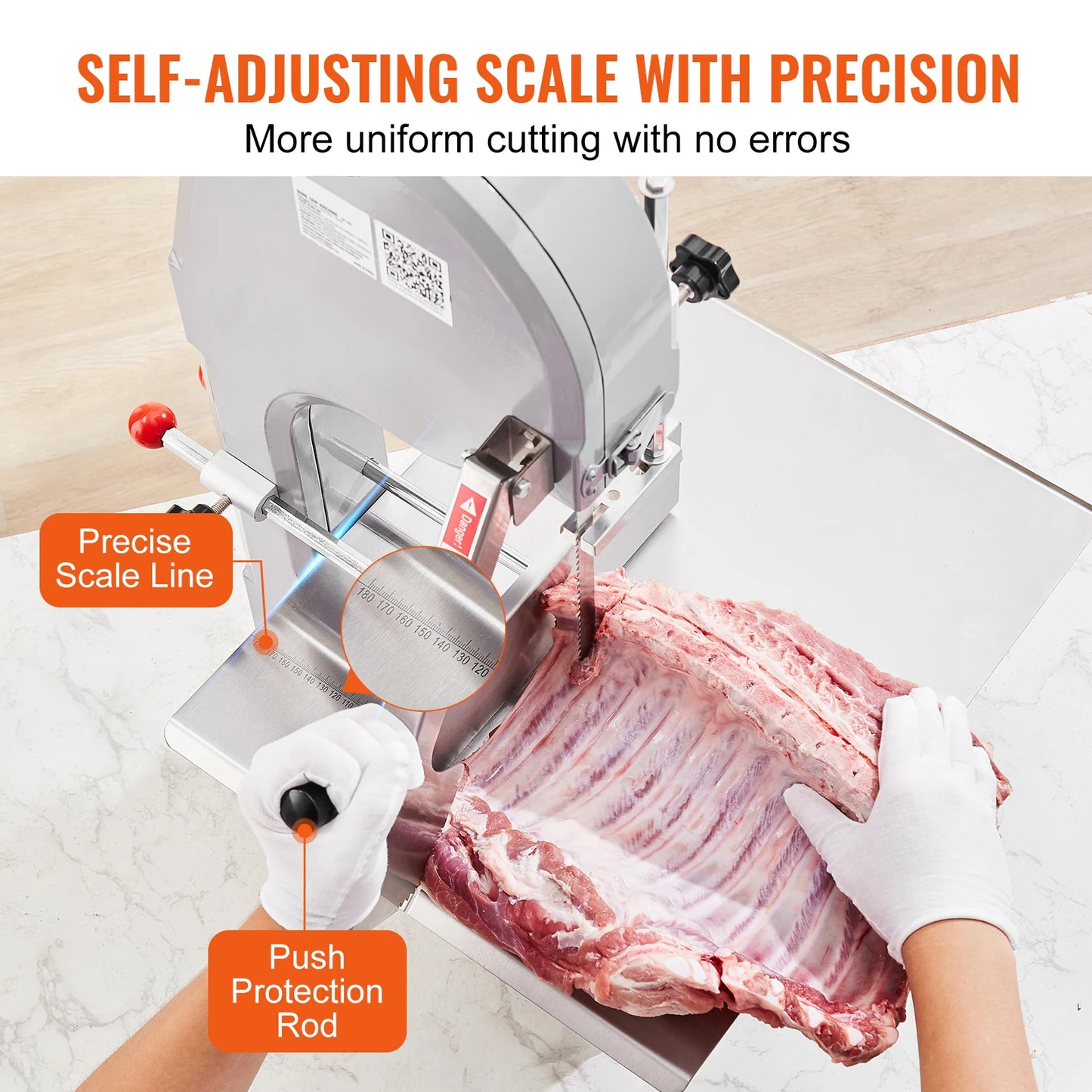 SucceBuy Electric Bone Cutting Sawing Machine Automatic Commercial Tabletop Stainless Steel Bandsaw Bone Cutter for Home Kitchen