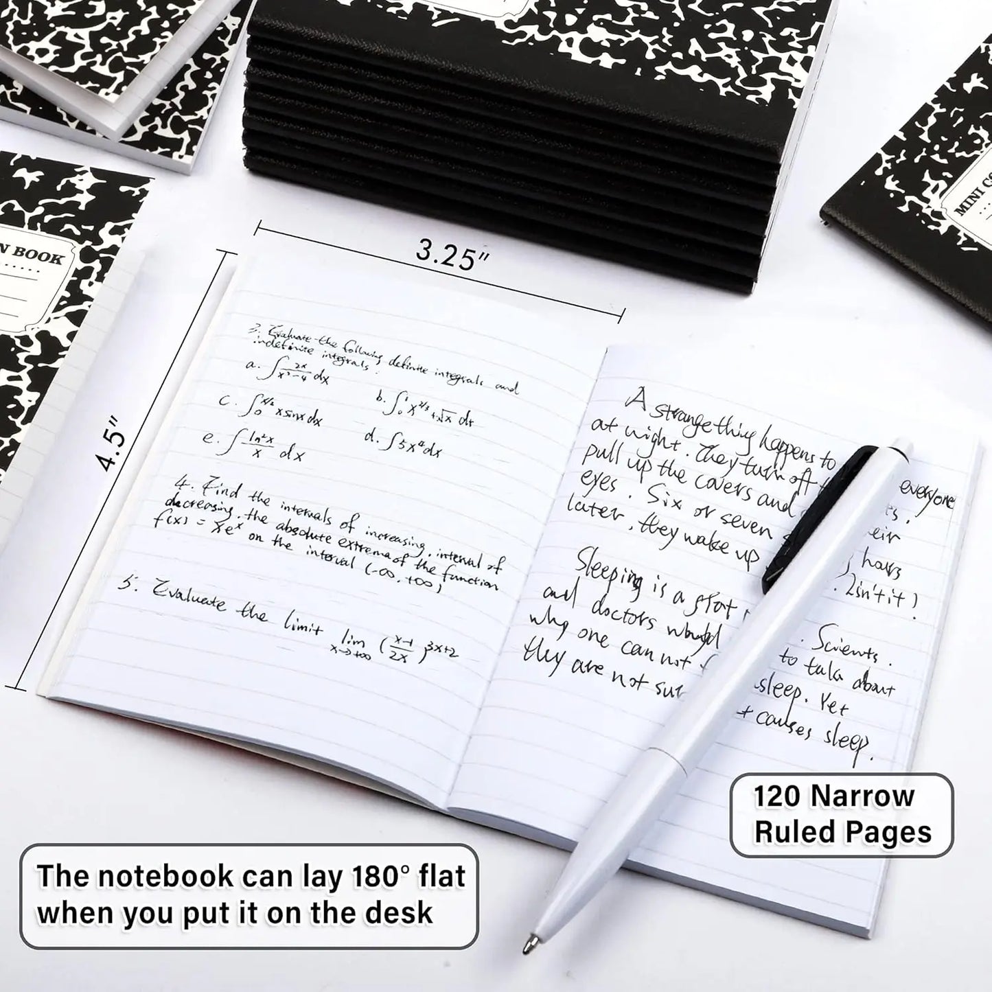 Cute Mini Composition Notebooks, 30 Pack Black Narrow Ruled Pocket Size for Kids Students Office