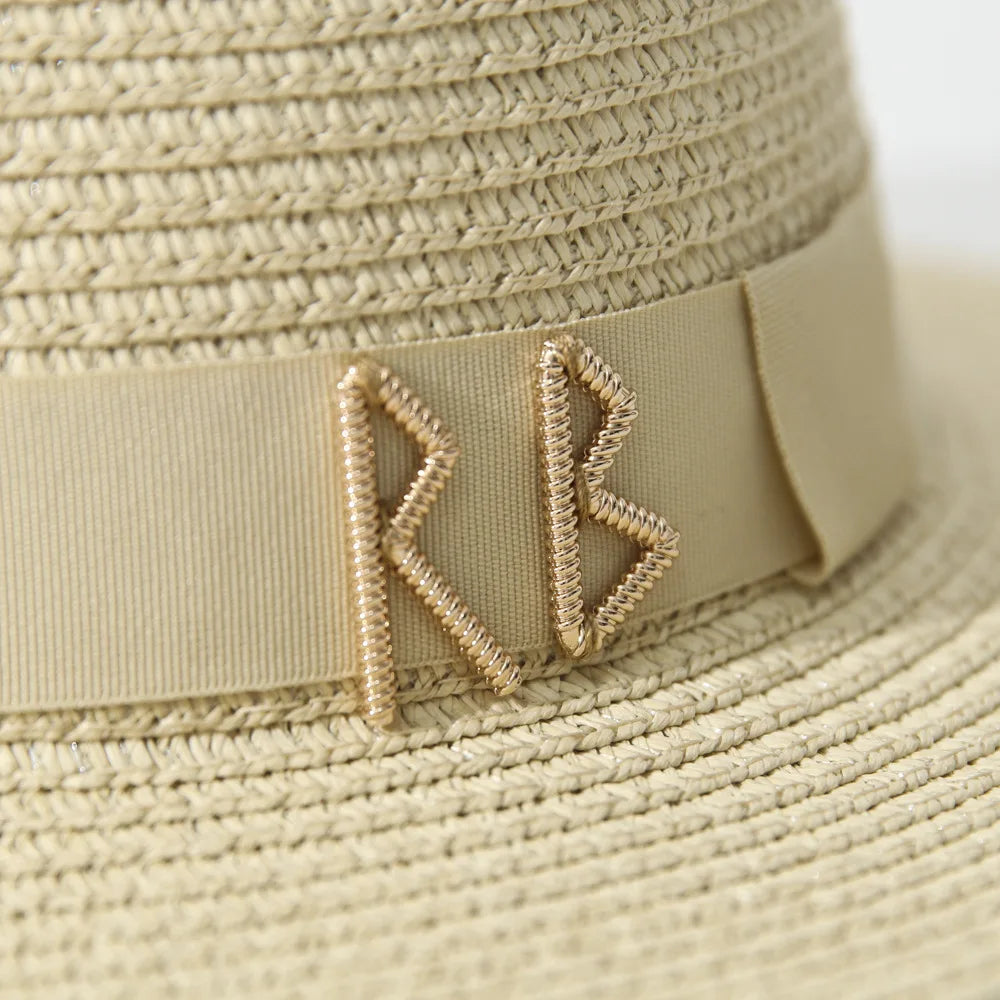 Women's Elegant Straw Sun Hat With Ribbon For Beach Travel
