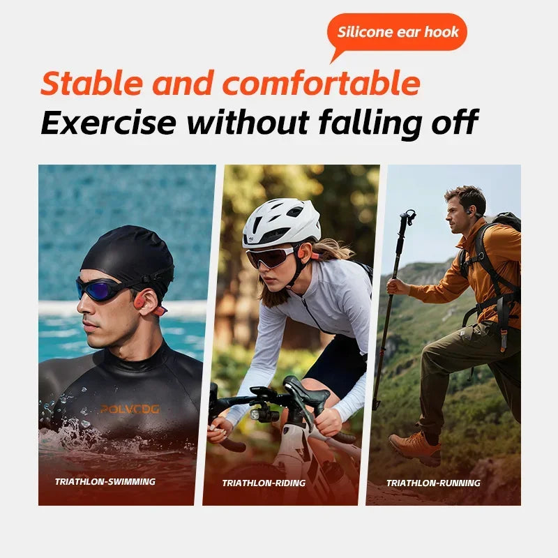 POLVCDG Bone Conduction Swimming Earphones IPX8 Waterproof Bluetooth 32GB Memory