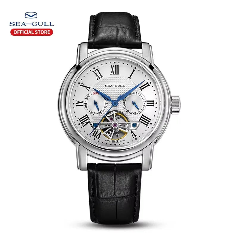 Sea-Gull Luxury Mechanical Watch For Men Leather Strap Waterproof