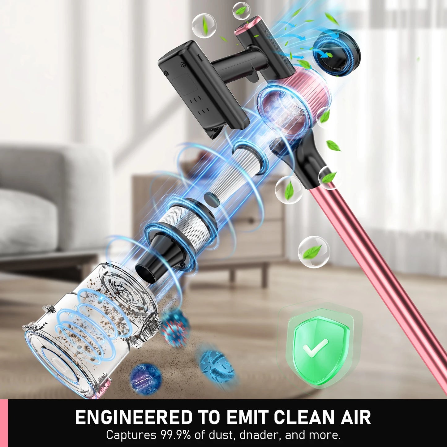 SUXIANGVAC Cordless Vacuum Cleaner 55Kpa 8 In 1 45Min Runtime For Pet Hair