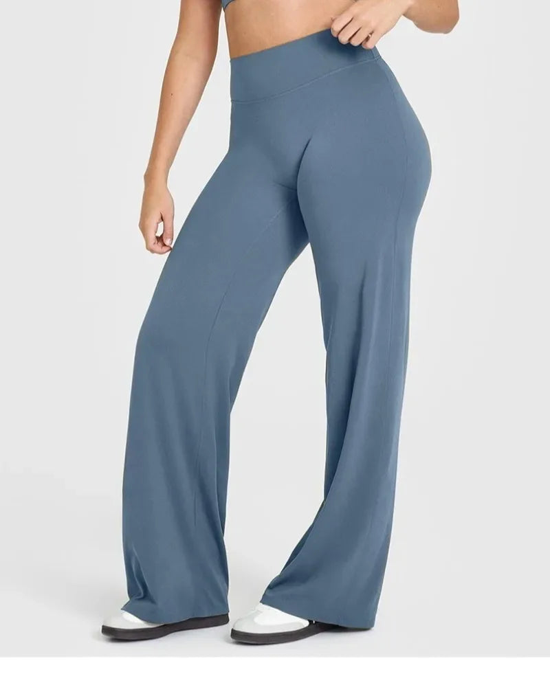 Sport Trousers Straight-Leg Pants Ultra Soft Butter Fabric Women's Mid-Waist Yoga Pants GYM Naked Feel Pilates Running