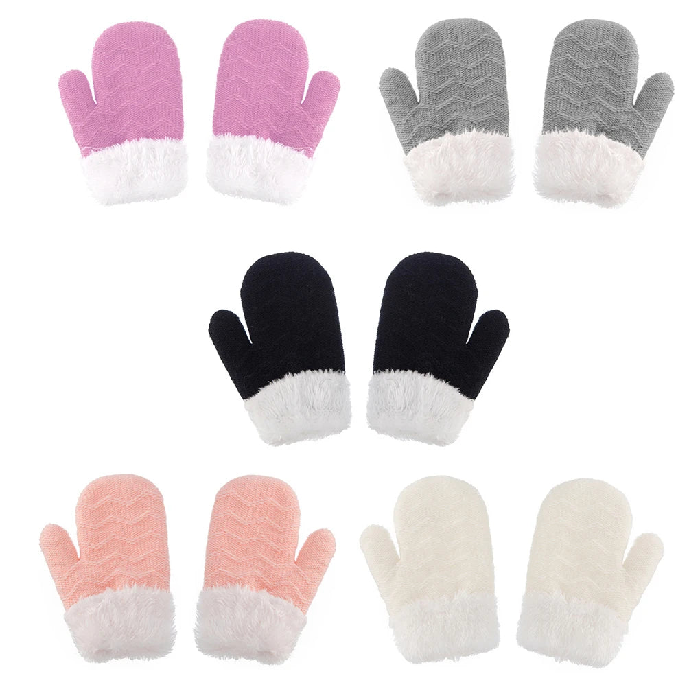Baby Warm Hat Fleece Lined Infants Toddlers Kids Autumn Outdoor Game Thermal Caps Comfortable Mittens for Boys