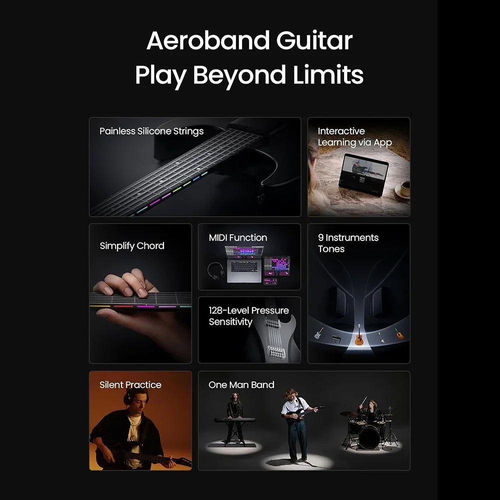 AeroBand Detachable Electric Guitar PainFree Silicone String All In One