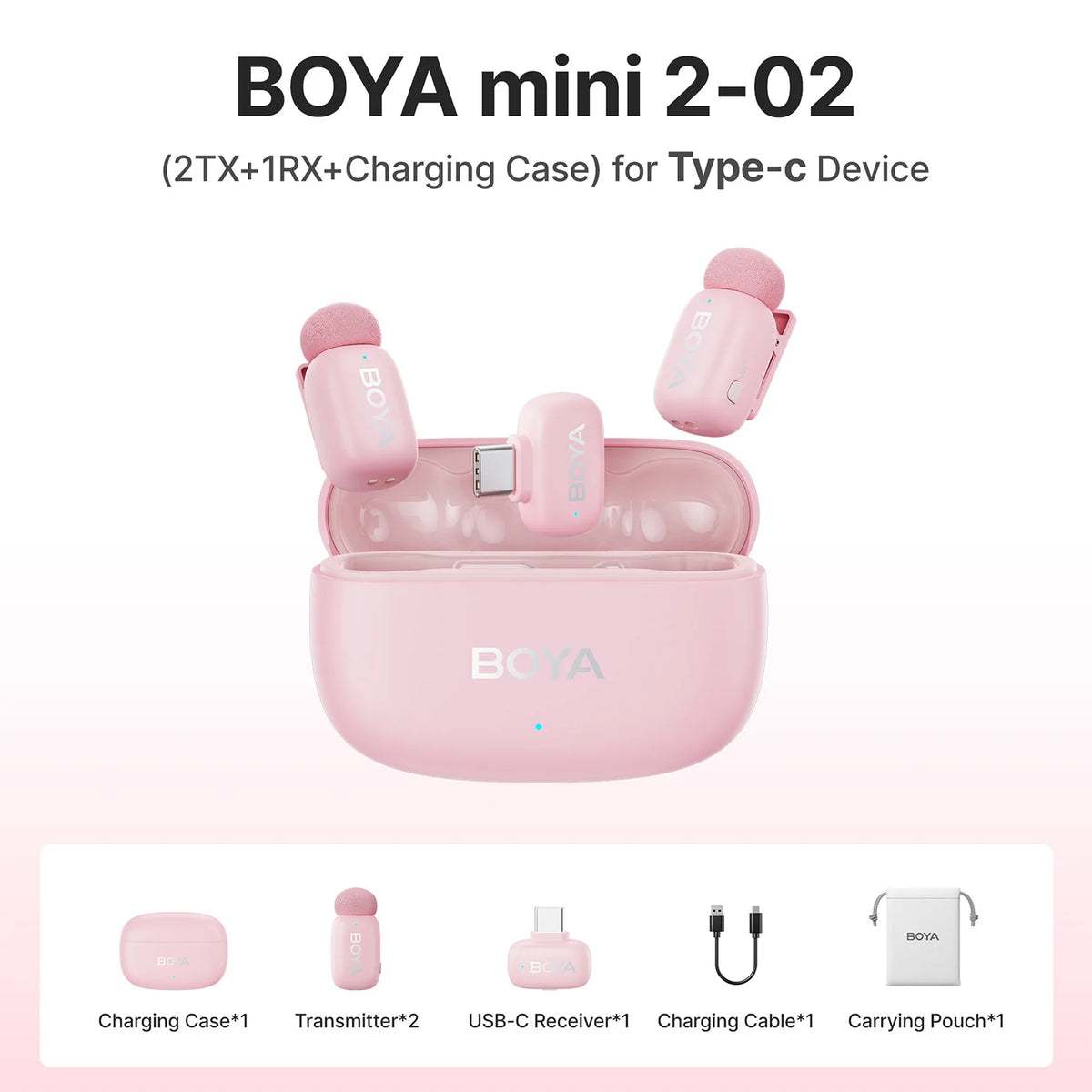 BOYA Mini 2 Wireless Lavalier Microphone With AI Noise Reduction