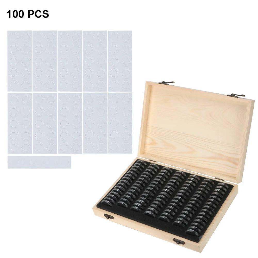 Wooden Commemorative Coin Storage Box With Adjustable Pad For Coins