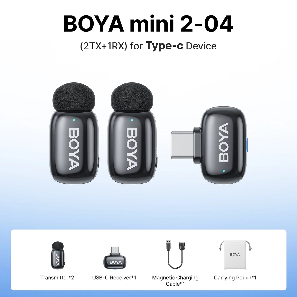 BOYA Mini 2 Wireless Lavalier Microphone With AI Noise Reduction