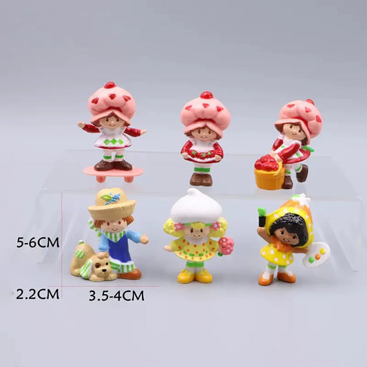 Strawberry Girl 6Cm Figure Vintage Kawaii Anime Doll Cake Decorative Decoration DIY Christmas Toy Gifts For Children