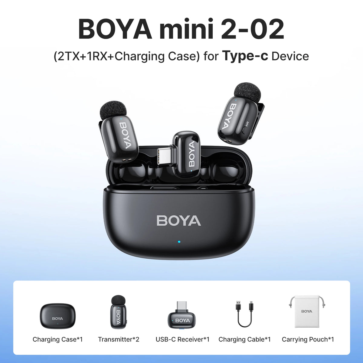 BOYA Mini 2 Wireless Lavalier Microphone With AI Noise Reduction