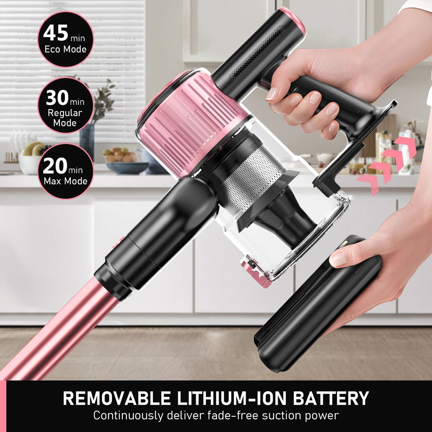 SUXIANGVAC Cordless Vacuum Cleaner 55Kpa 8 In 1 45Min Runtime For Pet Hair