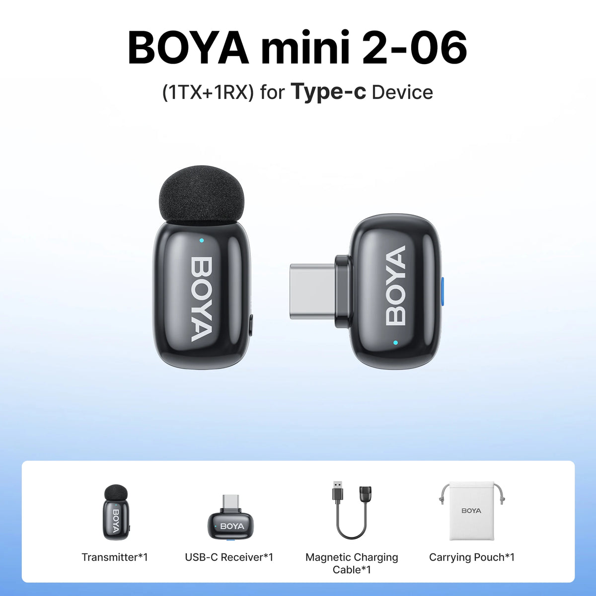BOYA Mini 2 Wireless Lavalier Microphone With AI Noise Reduction