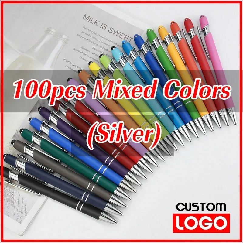 Pack Of 100 Free Logo Metal Capacitive Stylus Ballpoint Pens