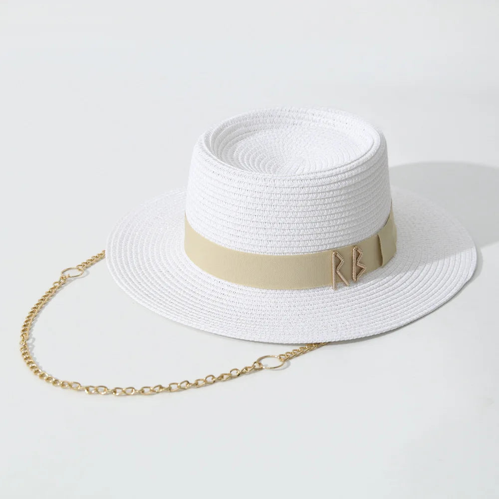 Women's Elegant Straw Sun Hat With Ribbon For Beach Travel