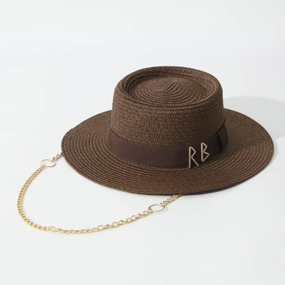 Women's Elegant Straw Sun Hat With Ribbon For Beach Travel