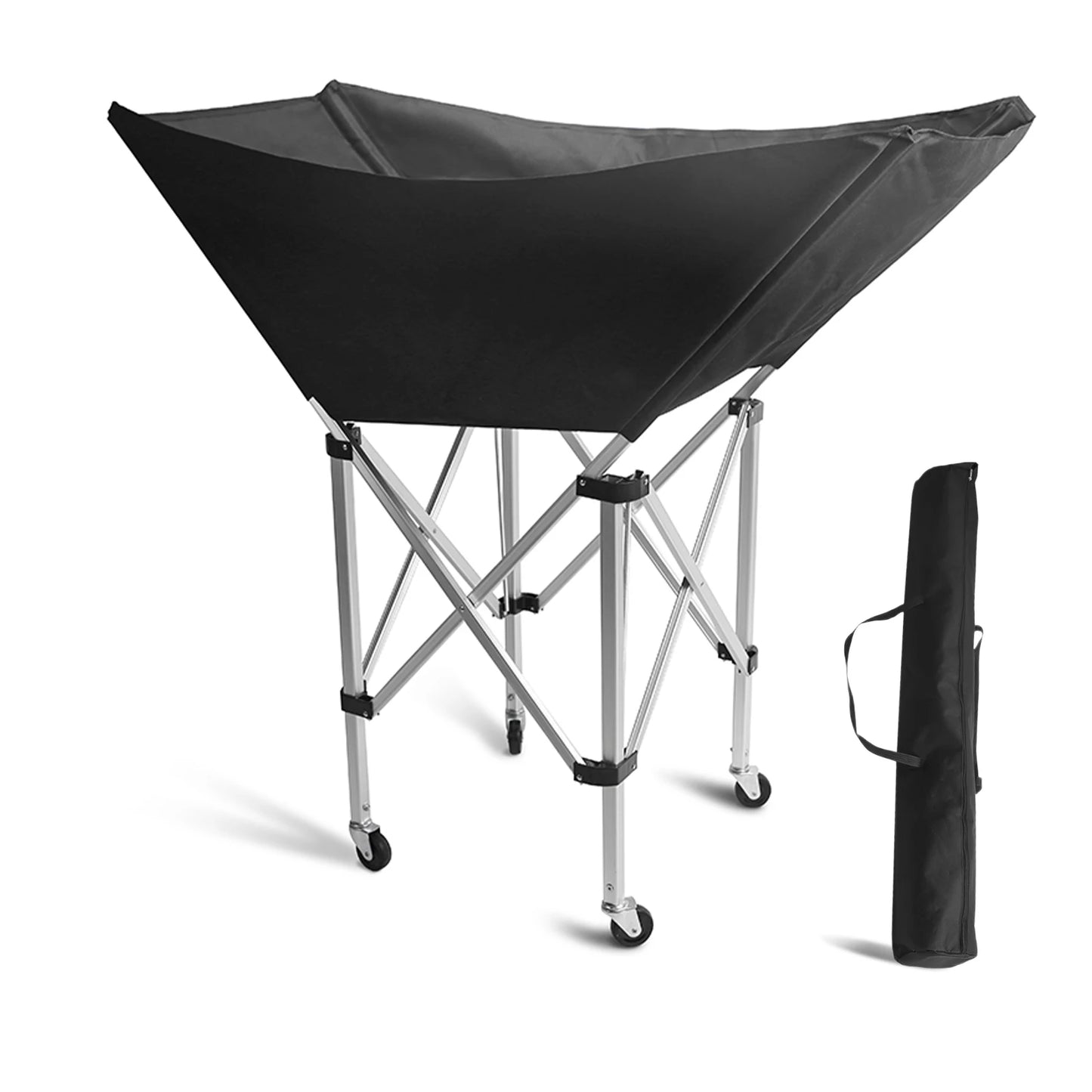 Collapsible Hammock Ball Cart with Wheels Volleyball Cart Volleyball Training Equipment Ball Holder for Volleyball Basketball