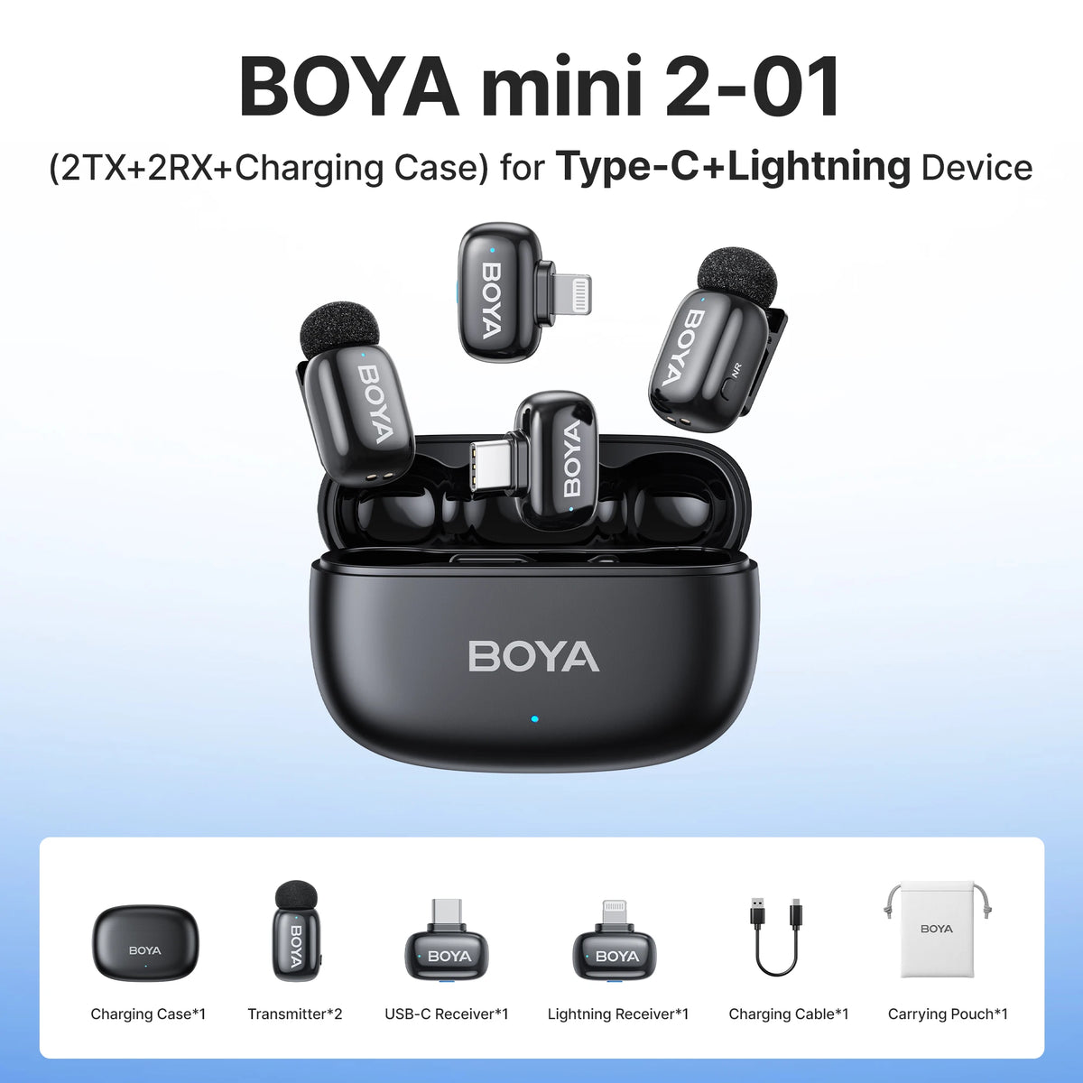 BOYA Mini 2 Wireless Lavalier Microphone With AI Noise Reduction
