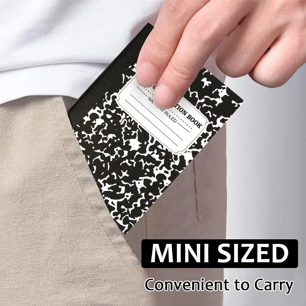 Cute Mini Composition Notebooks, 30 Pack Black Narrow Ruled Pocket Size for Kids Students Office