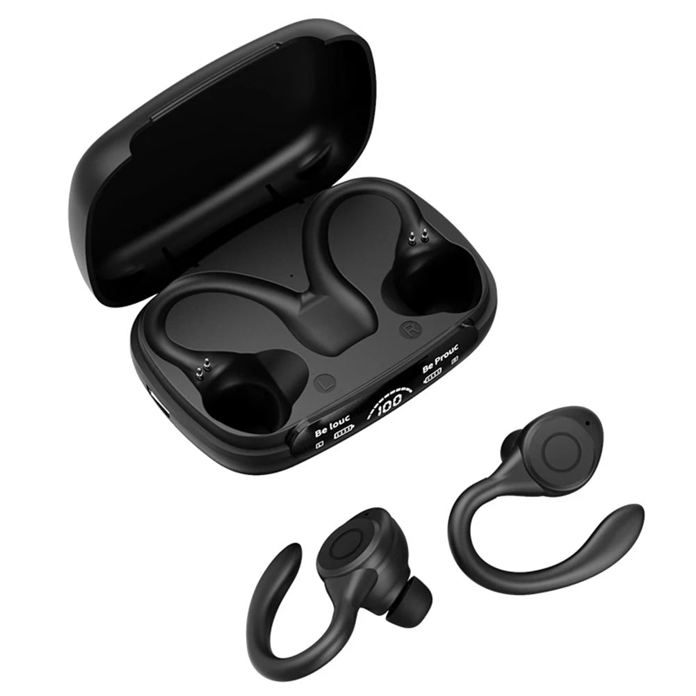 HiFi Stereo Headphones Ear Hook Waterproof Gaming Earphones Bluetooth-Compatible5.3 Power Display Comfortable for Sports Running