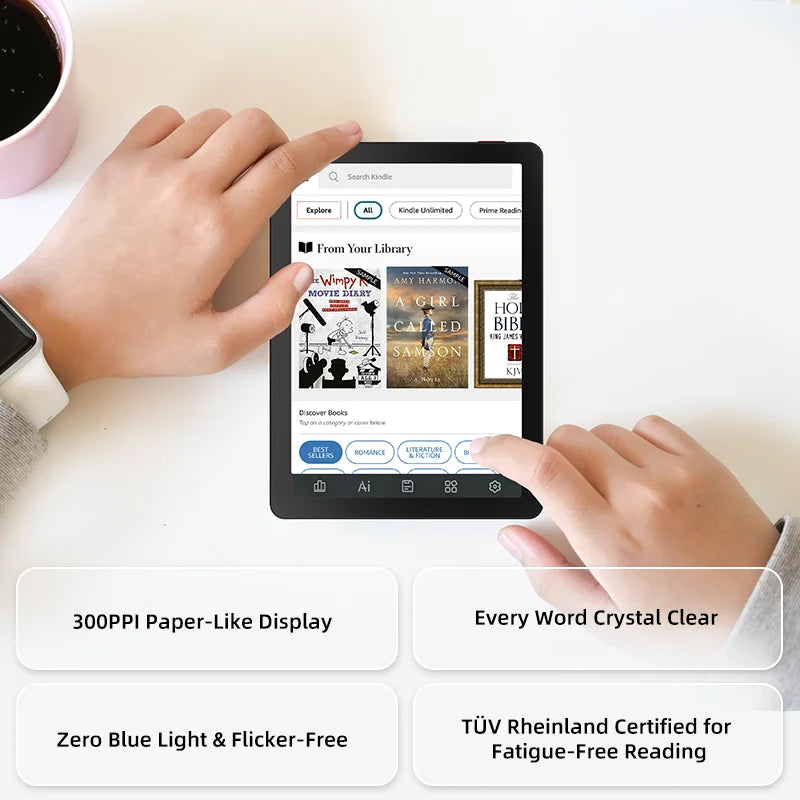 Bigme B6 ereader, 6'' e-ink electronic book, 36-level front light, 4+64GB Android 14 OS built-in Google Play ebook reader tablet