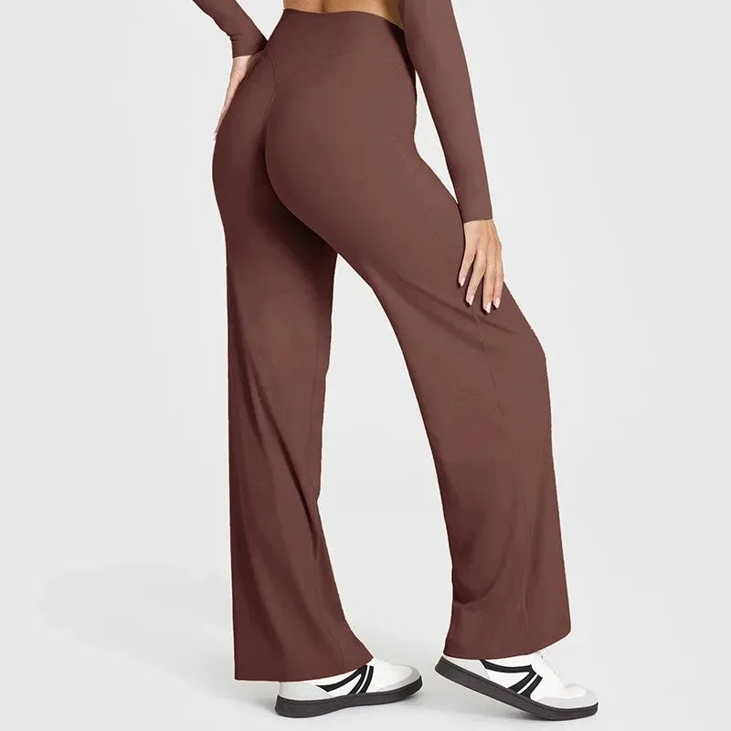 Sport Trousers Straight-Leg Pants Ultra Soft Butter Fabric Women's Mid-Waist Yoga Pants GYM Naked Feel Pilates Running