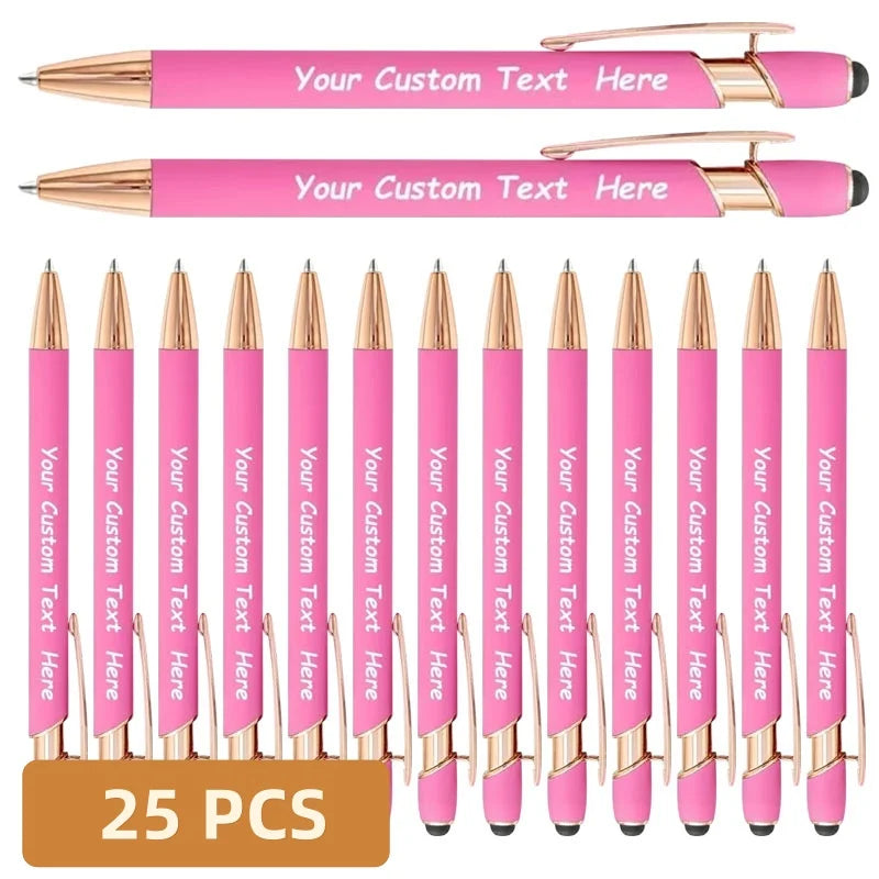 25PCS Personalized Metal Ballpoint Pens Set Customizable Multifunctional Writing Tools for School Office Ideal Gifts Set